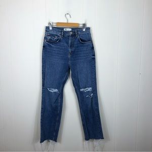 Zara The HW Kick Straight Leg Jeans Sz 8